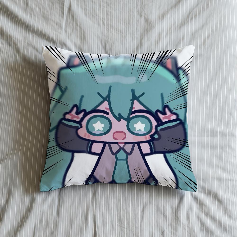Cushion Cover M-MikuS-ES Soft Case H-HatsuneS-ES Sofa Living Room Home Comfortable Office Cute Decor Cartoon Protective Pillow