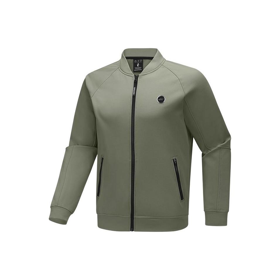 Skechers Fashion Stand Collar Zipper Shoulder Sleeve Multi Pocket Knitted Fleece Jacket Men jackets P425M074-01DR S