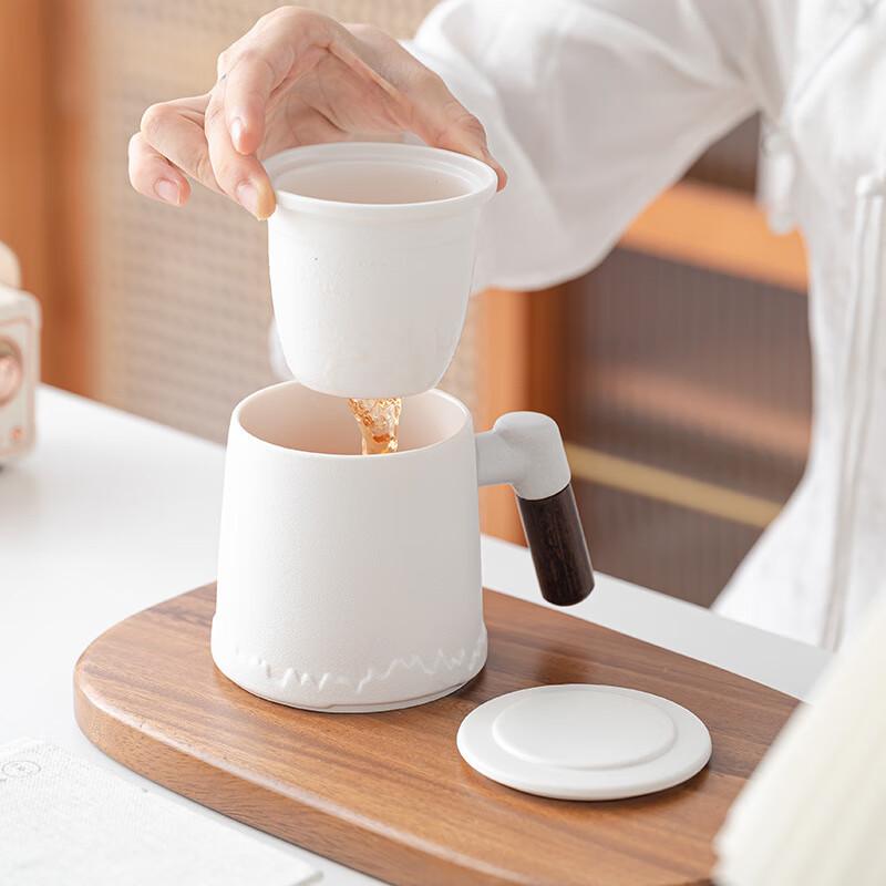 Ceramic Tea Infuser Mug with Lid and Handle Single Cup Foam Pack