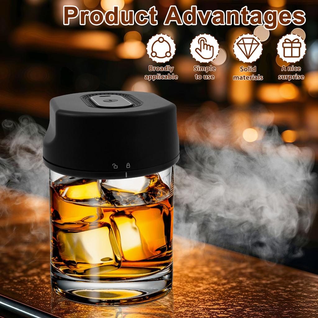 Kit Afumător Electric pentru Whiskey cu 6 Aromate de Chipsuri de Lemn Kit Afumător Reîncărcabil pentru Cocktailuri Nu Necesită Butan pentru Bărbați Tată Soț