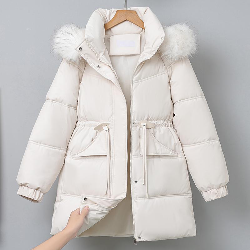 Fashion Winter Coats Woman Long Parkas Hooded Faux Fur Collar Thick Warm Women's Jackets