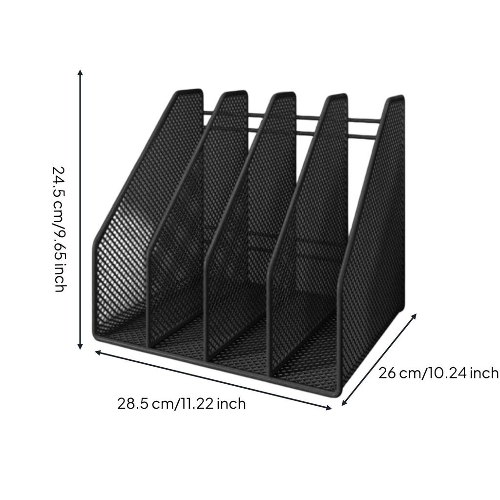 File Organizer Rack 4-Compartment Desktop Document Open-Top for Office