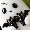 Small Ghost Statue for Garden Halloween Figurine, Cute White with Bats, Spooky Desk Decor Resin Ornament Home Mantel Tabletop Funny