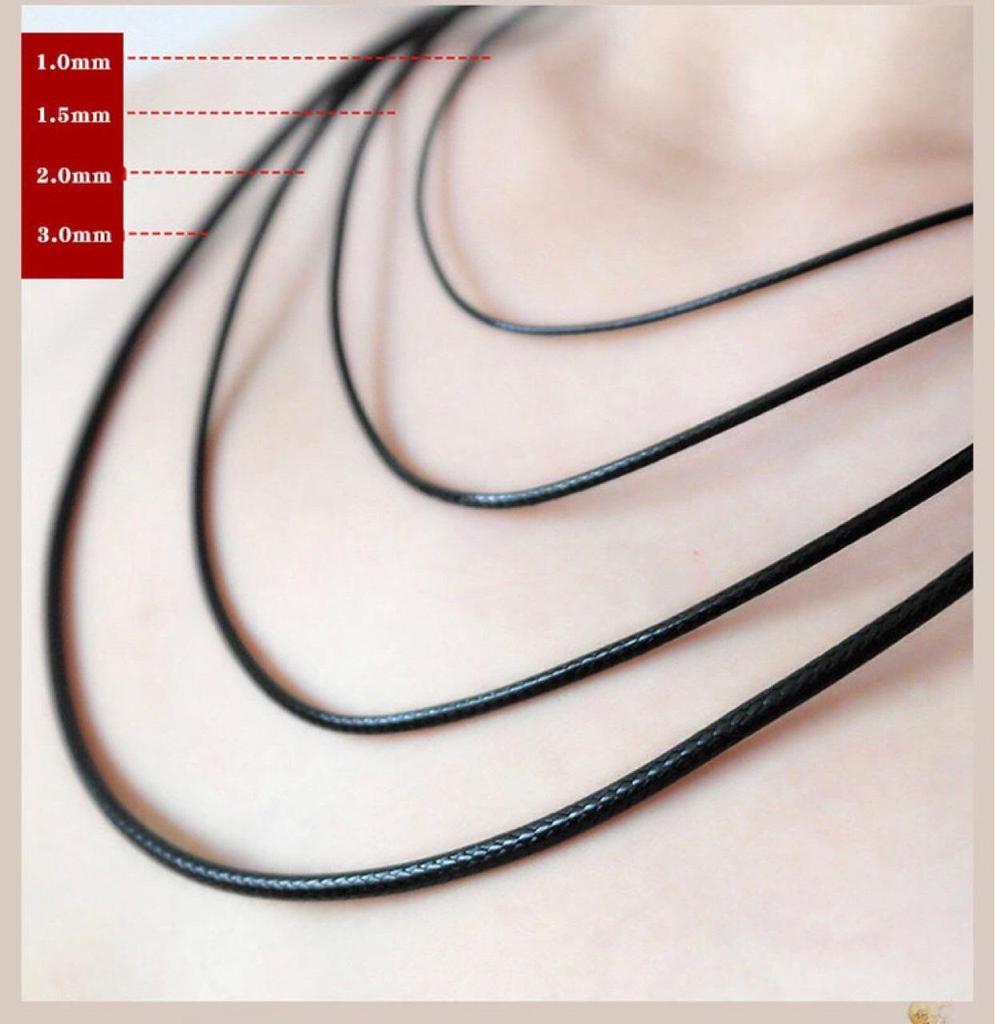 1 mm Lærsnor 925 Sølv Anheng Halskjede, Gull og Jade Anheng, Svart Vokset Snor Lanyard for Menn og Kvinner