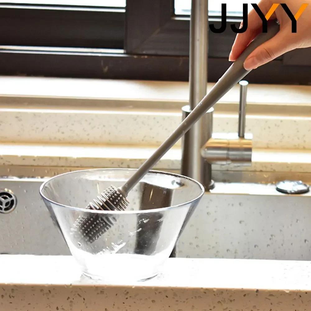 Silicone Cup Brush Long Handle Glass Cleaner for Kitchen Wine Bottle Scrubber Cleaning Tool