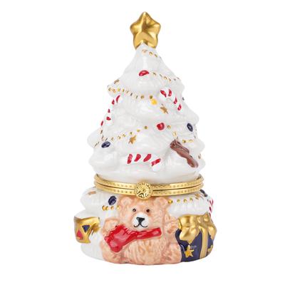 Xmas Tree Ceramic Jar Large Capacity Decorative Trinket Treasure Case Candy Box Organizer Table Decor
