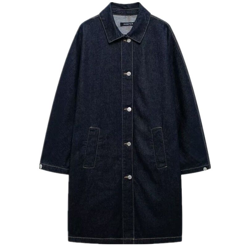 Fashion Style 2024 Fall and Winter New Women's Clothing Denim Trench Coat Loose Jacket Mid-Length Coat 3607274