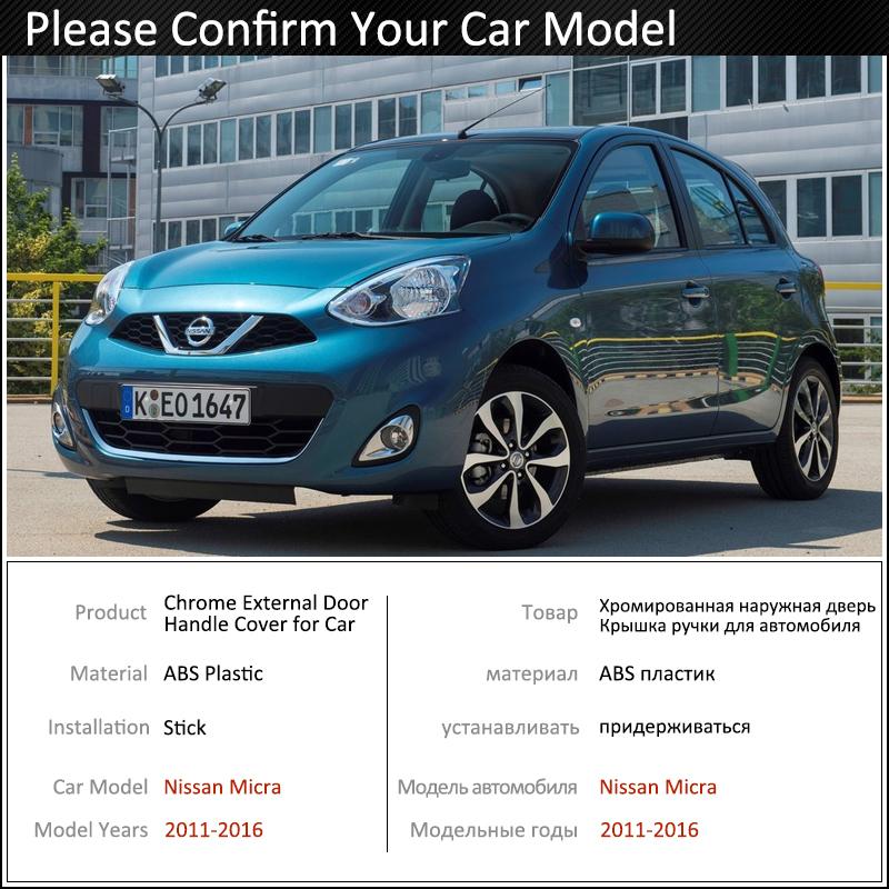 Black Carbon Fiber Door Handle Cover for Nissan Micra K13 Renault Puls 2011~2016 2015 Car Accessories Stickers Trim Set Chrome