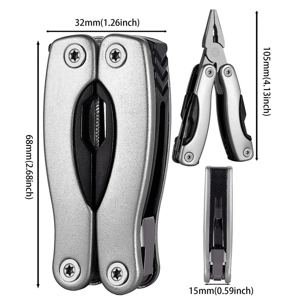 Outdoor portable multi-functional knife pliers, stainless steel multi-functional tool pliers, camping pocket mini EDC hand tools