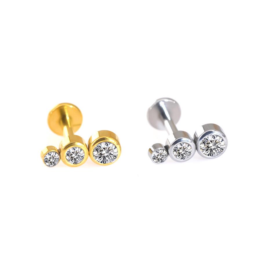 Stainless Steel Diamond-Inlaid Lip Stud Piercing Earring, 1.2*6/8mm.
