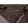 Chinese Size Heavy Motorcycle Jacket Natural Cowhide Leather Top Layer Brown Causal Vintage Retro Moto Suit Leather Coat Winter
