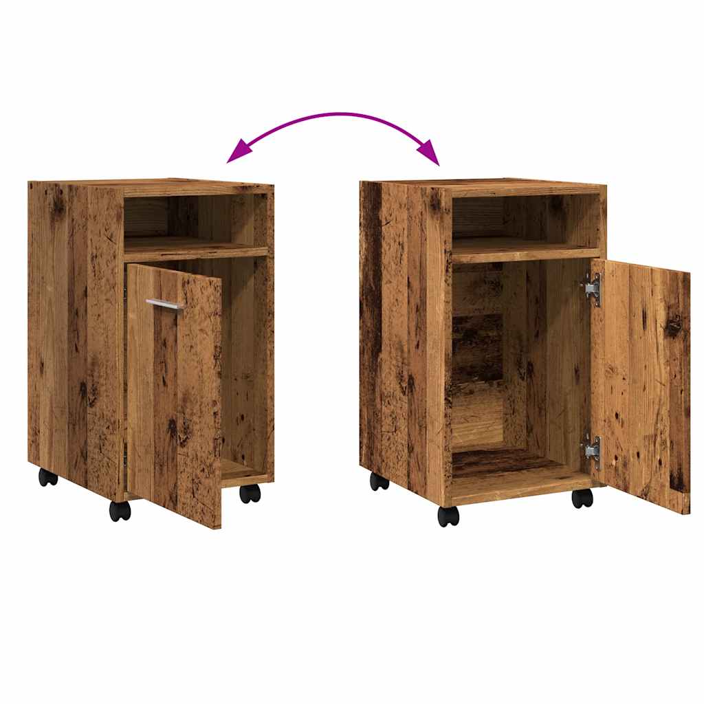 Cabinet with Casters Rustic Wood Look 33 X 38 X 60 Cm Engineered Wood