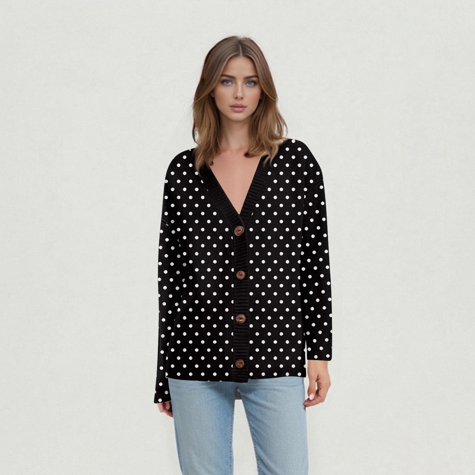 

Женские повседневные топы на каждый день Вязаный кардиган-жакет L чёрный