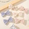 2Pcs/Set Flower Print Hair Clips Kids Bows For Baby Girls Handmade Plaid Cute Bowknot Hairpin Barrettes Cotton Hair Accessories