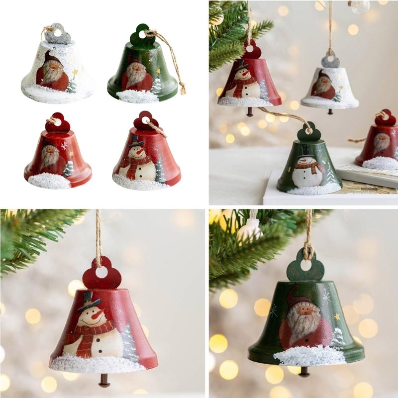Iron Christmas Santa/Snowman Bells Hanging Pendant Home Festival Window Ornament Holidays Office Embellishment