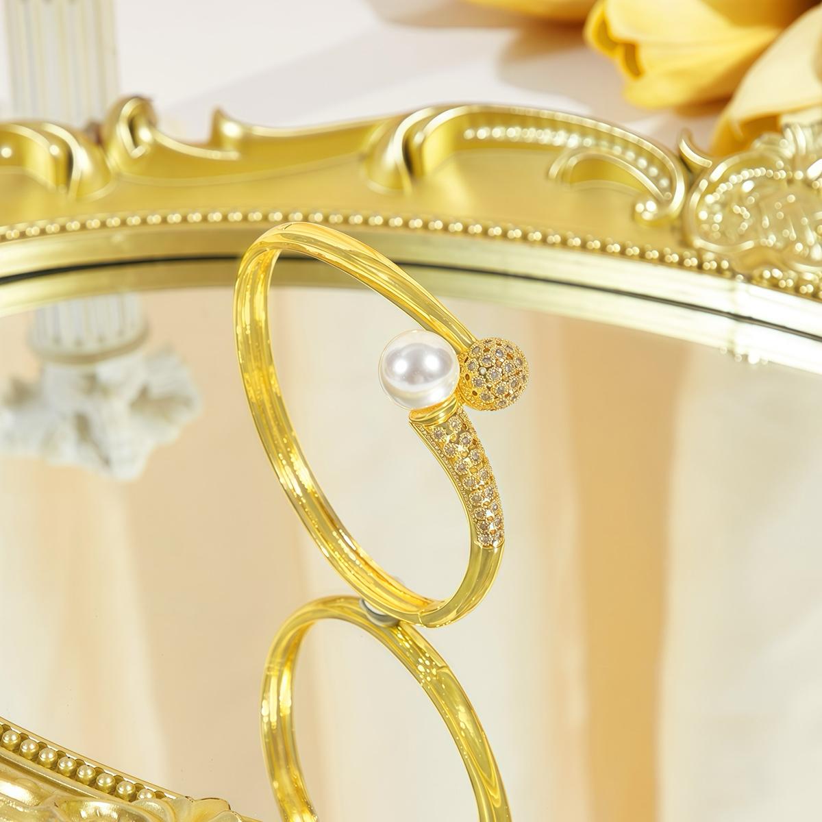 

CMM уникальные полые круглые ювелирные изделия золотой циркон браслет искусственный жемчуг банкет вечеринка свадебные ювелирные изделия аксессуары для женщин золотой