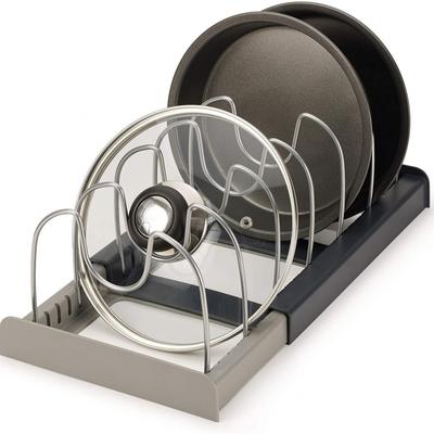 Expandable Stainless Steel Storage Rack Kitchen Cabinet Holder for Pan Pot Lid Cutting Board Drying Cookware Dish Rack Organizer KTY