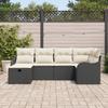 Ensemble de canapé de jardin 6 pièces avec coussins noir poly rattan, Canapé de jardin 2 places avec rangement et coussins 3360308