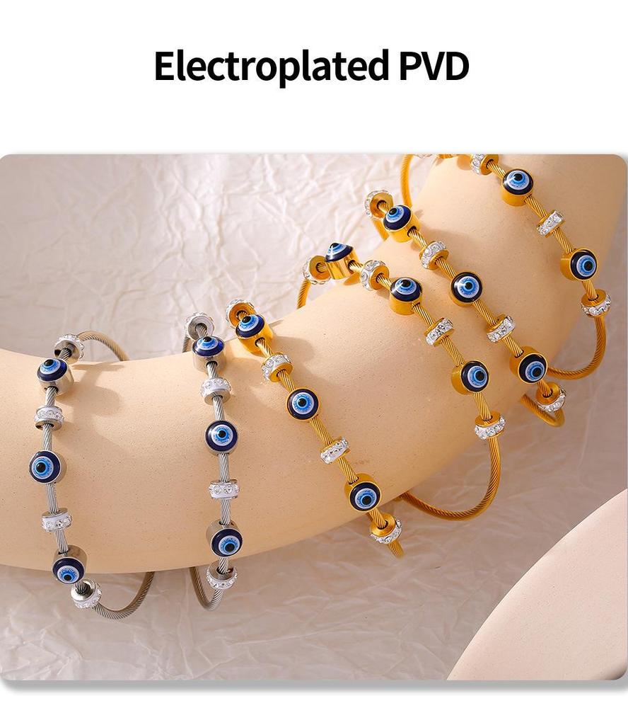18K Gold-Plated Titanium Steel Evil Eye Diamond Bracelet