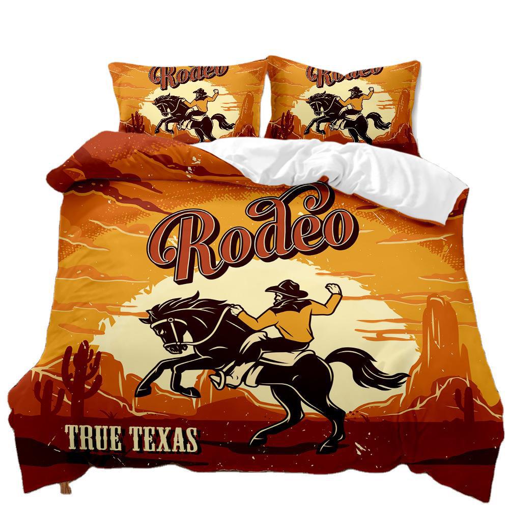 Three-piece eBay3D digital printing denim sanded bedding quilt cover pillowcase