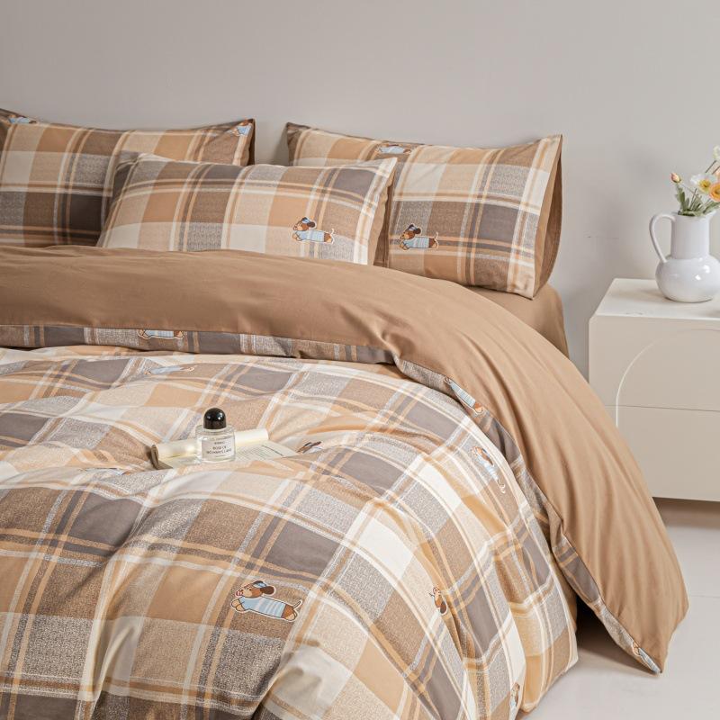 

Luxury Thickened Cotton Flannel 4 Piece Bedding Set Pure Cotton Warm Duvet Cover Simple Autumn Winter Bed Linens 3 Piece Bedware 0.9/1.2m