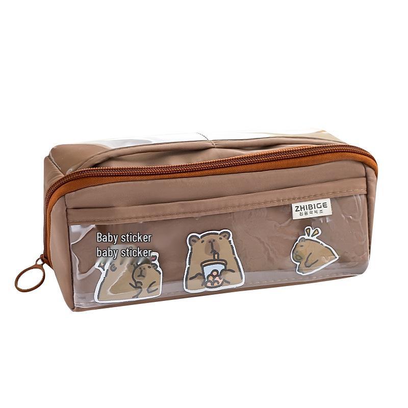 Kapybara Vícevrstvý Průhledný Penál - Velkokapacitní, Vysoce Hodnotný Organizér na Psací Potřeby pro Děti