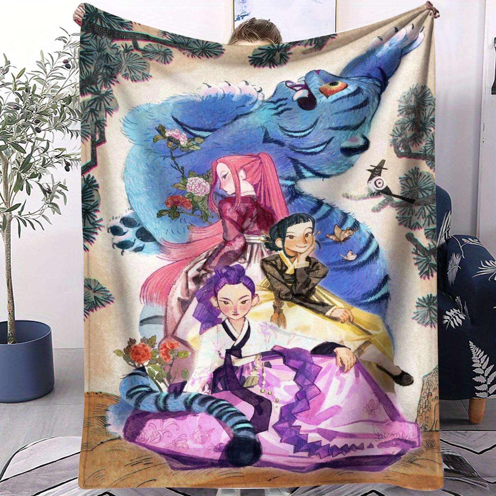 

KPOP Demon Hunters 3D Printed Pattern Blanket Fashion Girls Group Printed Soft Warm Blanket Sofa Bedroom Decoration Fan Gifts 70x100cm