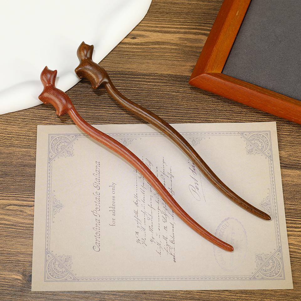 Elegantná zlatá sponka do vlasov z hodvábu a santalového dreva - Čínsky retro štýl vlasového doplnku