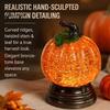 Autumn Home Decor Pumpkin Snow Sphere Lamp, Glitter Lighted Ornament, Fall Table Sparkling Resin Sculpture Centerpiece with Warm LED Lights