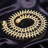 Hip Hop 21MM Iced Out Cuban Rivet Spike Thorns Link Chain Full Crystal Men's Miami Cuban Chain Luxury Fashion Necklace Jewelry