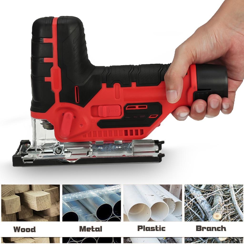12V 5600RPM 70mm 6 Speed Adjustable Woodworking Power Tool 45 Degree Tilt AnglePortable Cordless Jig Saw Electric Jigsaw