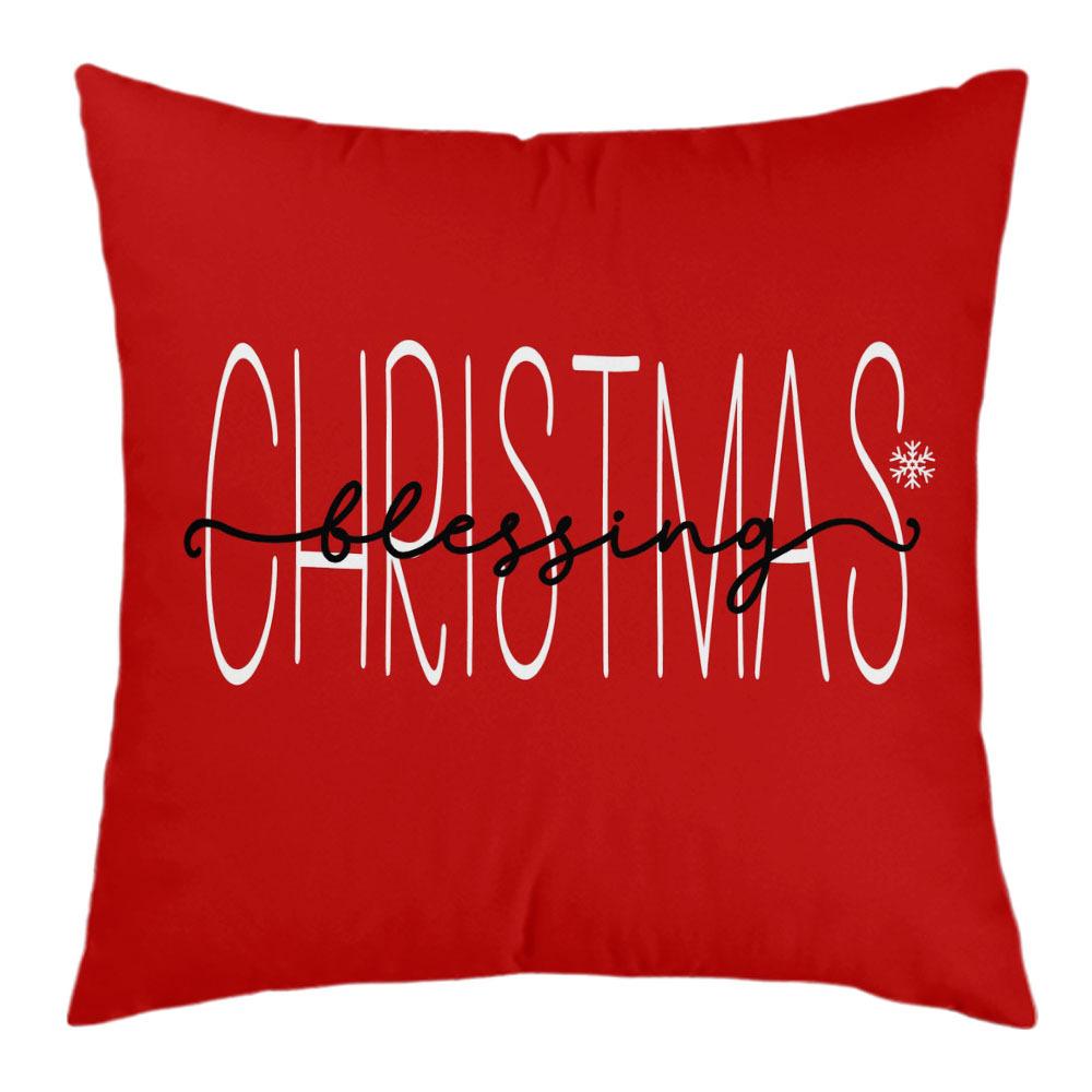 New Christmas Short Plush Pillow Cover Peach Skin Digital Printing Cushion Cover Christmas Snowman Pattern