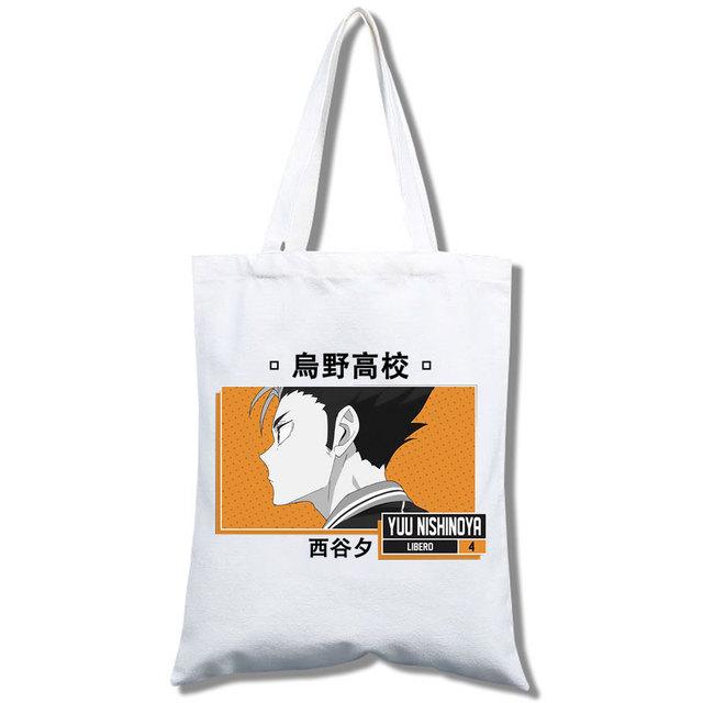 Tee Haikyu Manga Nishinoya Yuu Oikawa Tooru Cartoon Druck Grafik Einkaufstaschen Mädchen Mode Casual Paket Einkaufstasche