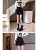 Unisex Black A-line Wide Leg Shorts - 2024 Spring/Summer High Waist Slimming, Petite, Loose Casual Fit