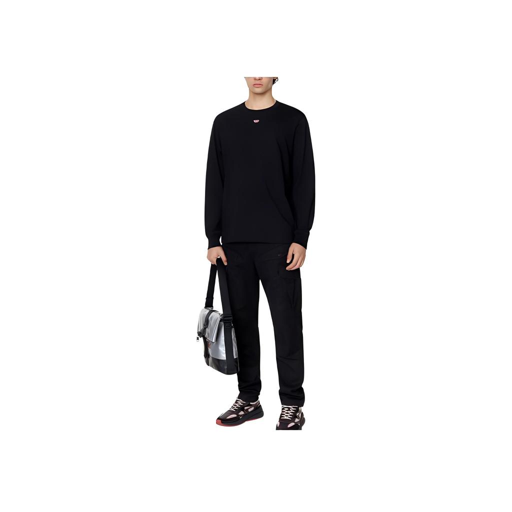 Diesel Letter Embroidered Crew Neck Pullover Long Sleeve Sweatshirt Men Sweatshirt Black A067640GRAI-9XX