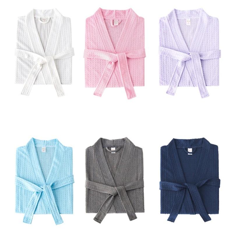 Accappatoio a nido d'ape primaverile ed estivo Accappatoio da donna in stile sottile Pigiama fumante assorbente del sudore, Abbigliamento per la casa da uomo e da donna Camicia da notte per coppia