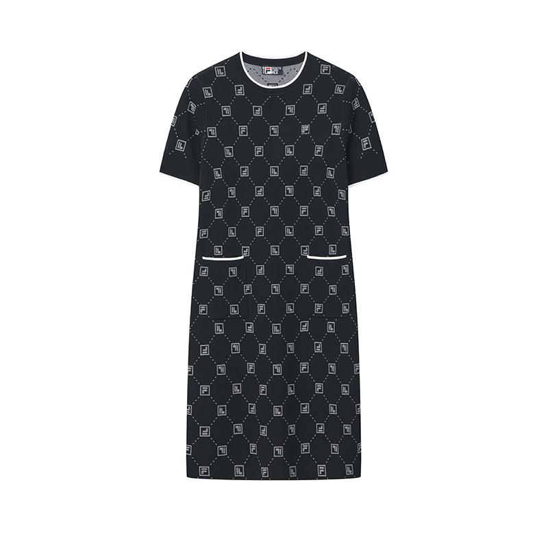 

FILA Heritage Fashion Minimalist Classic Floral Versatile Comfortable Casual Elegant Textured Woven Short Sleeve Dress Women dresses F51W628303FZC S