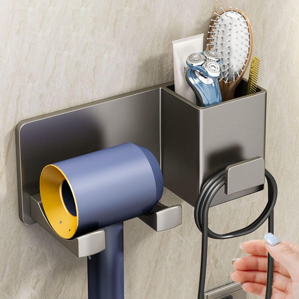 Without Drilling Storage Bracket Wall Mounted Blower Holder Storage Rack Hair Dryer Holder  Toilet