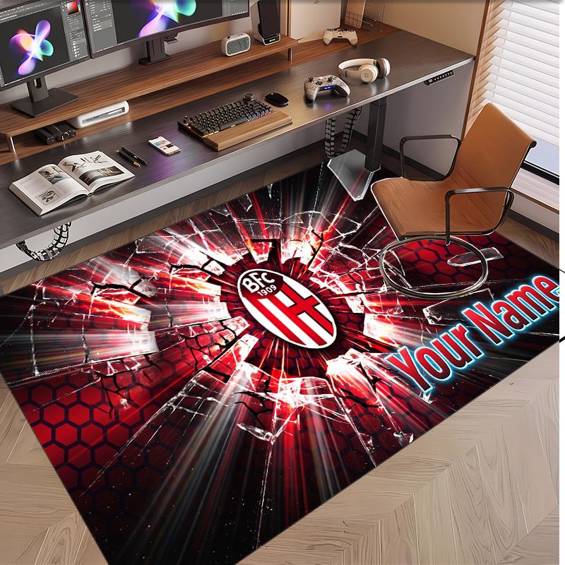 Personalized Crystal Velvet Carpet Bologna FC Pattern Non Slip Floor Rug