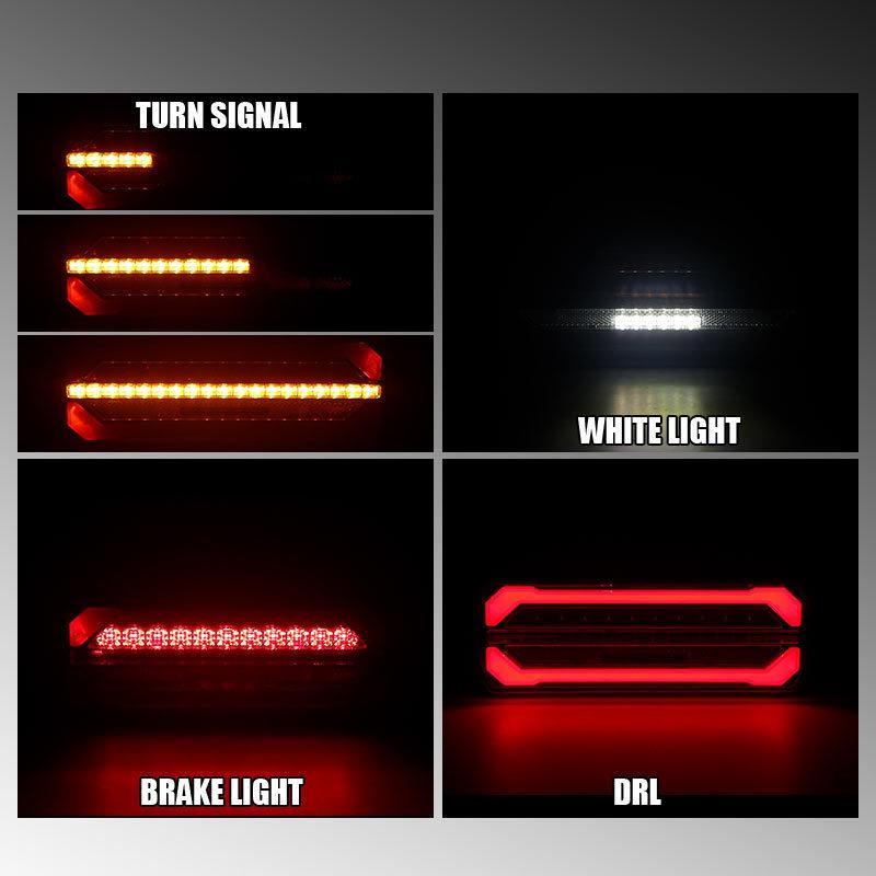 Left Right LED Combination Reflector Tail Light White Red Amber Turn Signal Reverse Brake Light 12V 24V For Trailer Truck Pickup