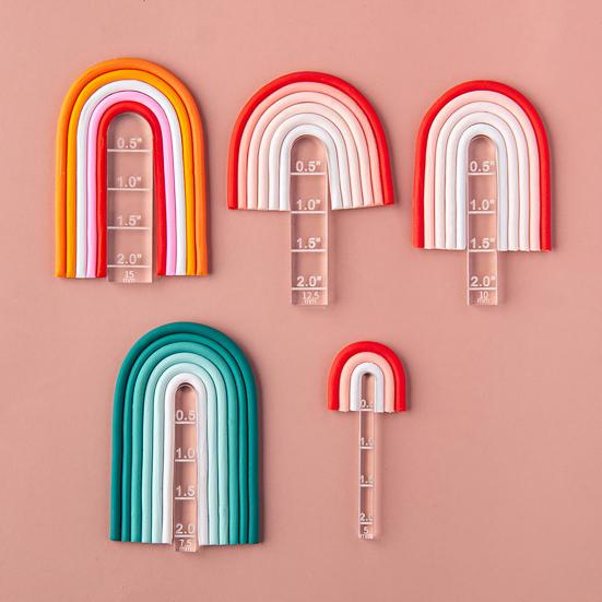 5 Pcs/Set Clay Arch Guide Polymer Clay Earrings Tools Acrylic Rainbow Arch Guides for Polymer Clay Jewelry Making DIY Crafting
