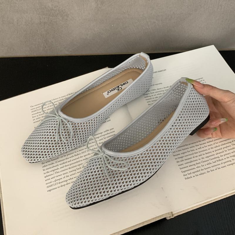 Fashion SUOJIALUN Spring New Women Flat Shoes Fashion Mesh Round Toe Ladies Elegant Mary Jane Shoes Soft Sole Outdoor Dress Ballerinas