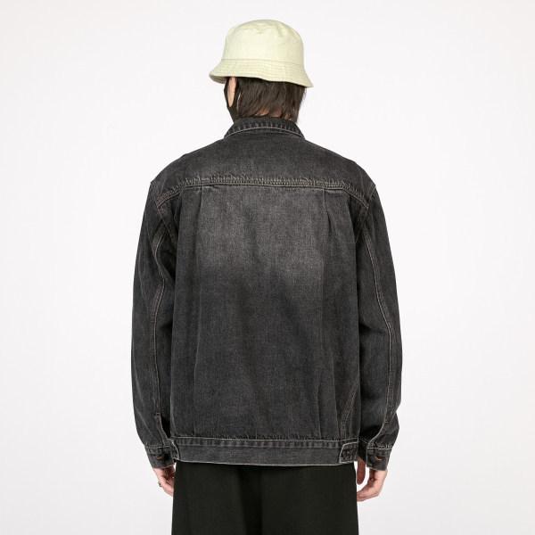 Thick Denim Jacket Men'S Loose Trendy Tooling Jacket Large Size Men'S Black Trendy Denim