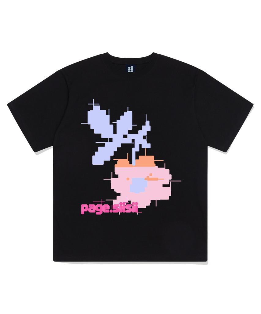 PAGESIISII Thakoon Flower Print Short Sleeve T-Shirt Black