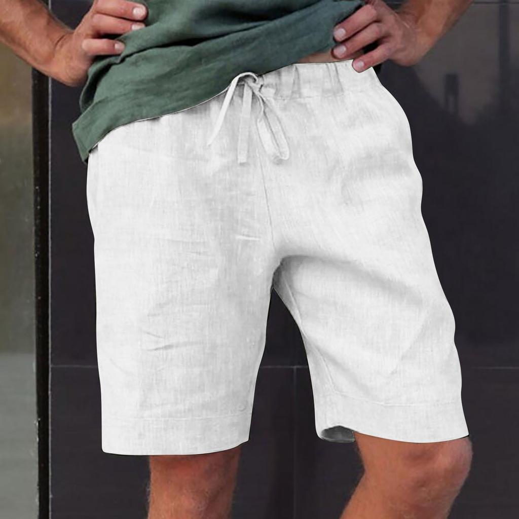 Men's Linen Multi-pocket Drawstring Casual Shorts