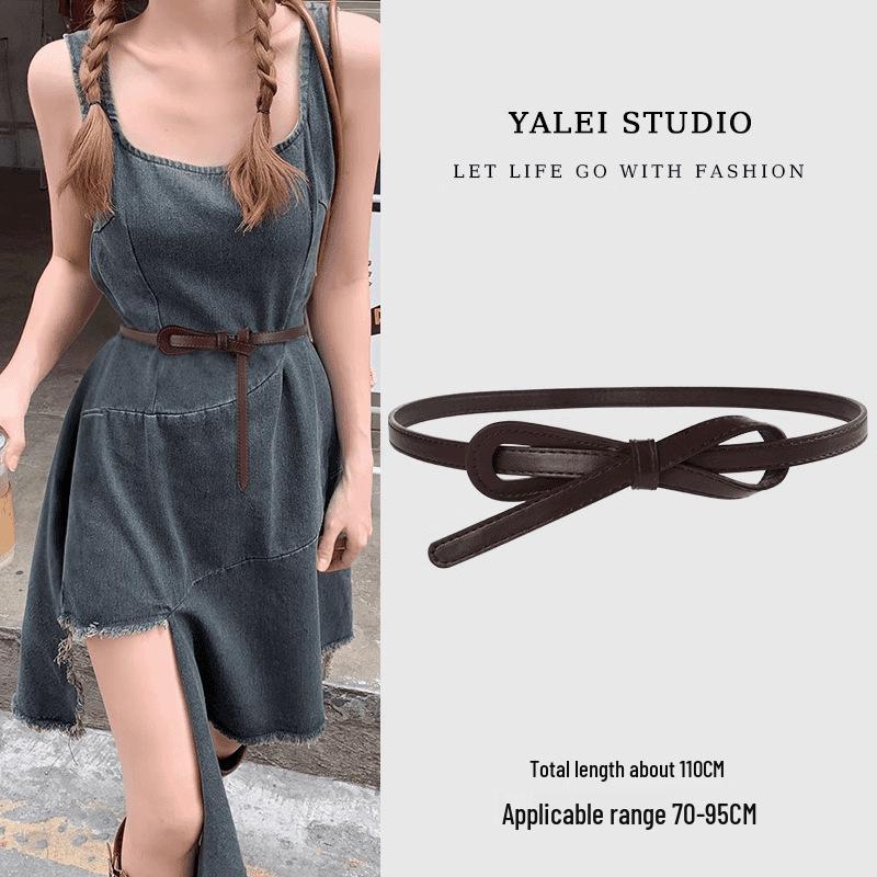 Damski Uniwersalny Wąski Pasek z Węzłem - Modny Dodatek Wyszczuplający Talia