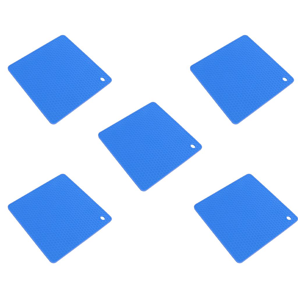 5 Stück Silikon Topflappen Matte Hitzebeständig Rutschfest Quadrat Waben Untersetzer Matte Hitzepads für