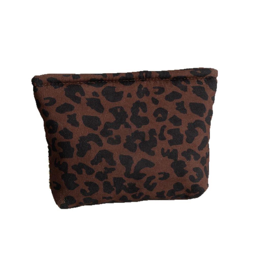 Portable Leopard Print Makeup Bag Large Capacity Zipper Design Cosmetic Bag Toiletry Bag Home Travel
