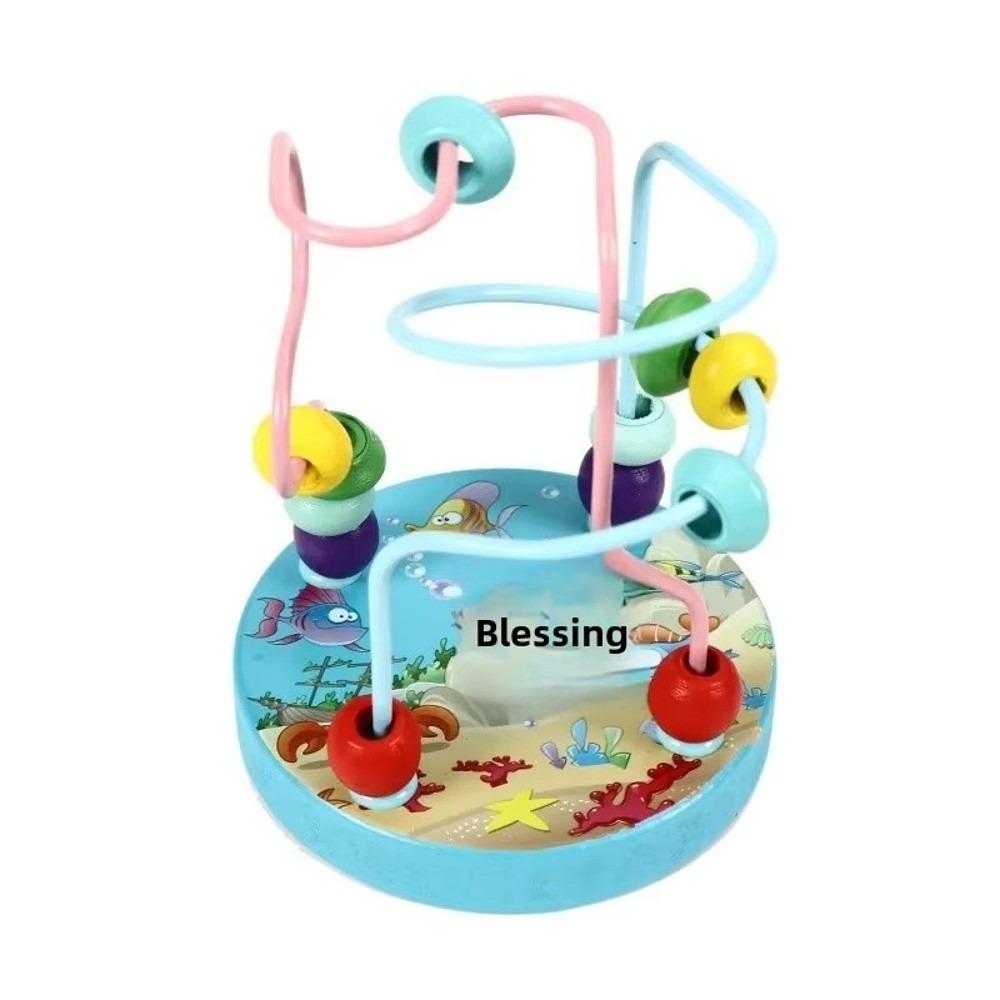 Wooden Roller Coaster Educational Circle Toy Colorful Bead Maze Toy Cartoon Small Beaded Toys