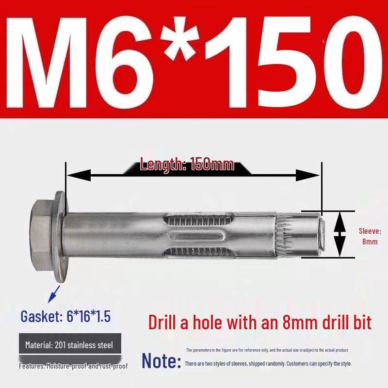 Stainless Steel Expansion Bolt with External Hex & Built-in Hole